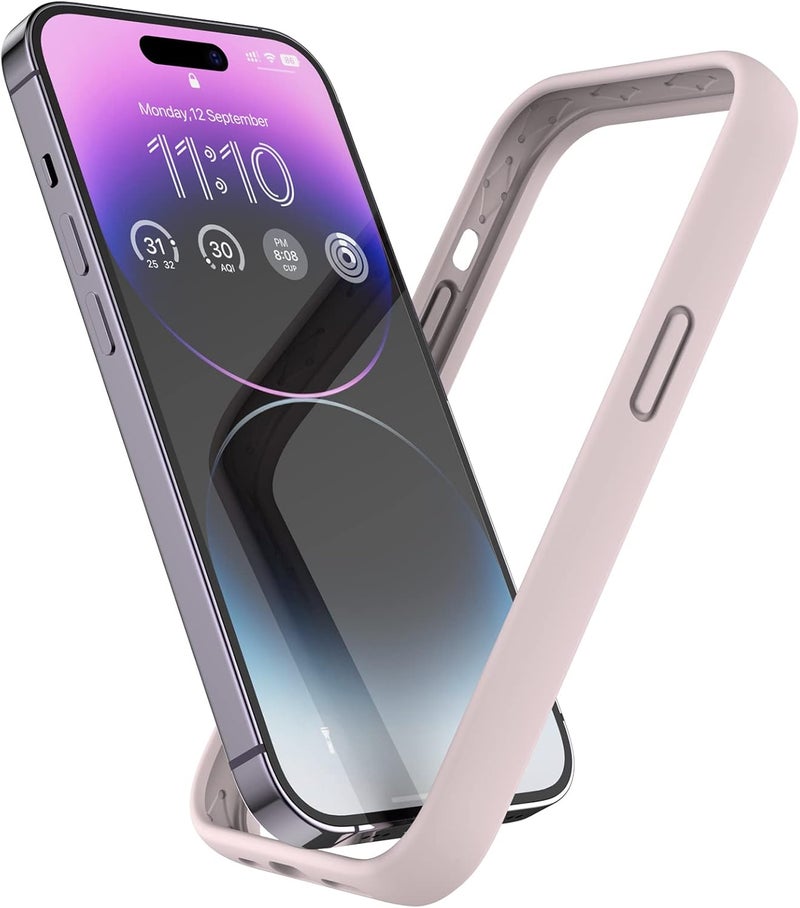 K TOMOTO Compatible with iPhone 14 Pro Bumper Case (6.1 Inch), Liquid Silicone Protective Frame [Shock Absorption, Raised Edge & Drop Protection], Silky and Soft Touch, Chalk Pink - Image 1